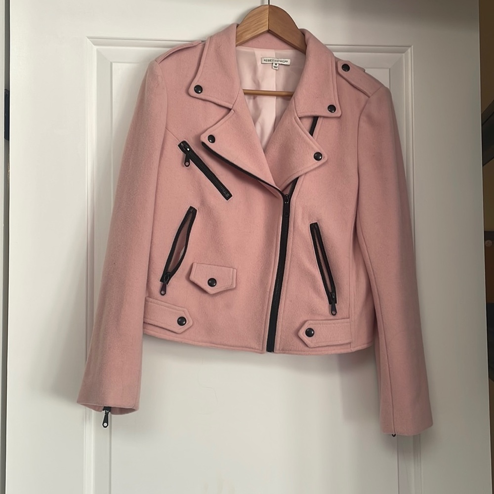 Rebecca Minkoff Virgin Wool Biker Jacket - Picture 1 of 11